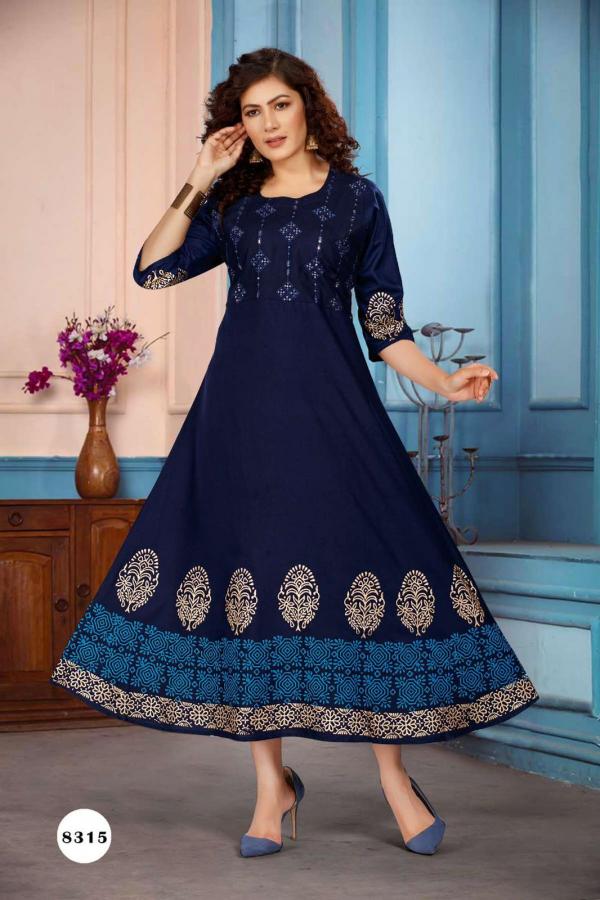 Beauty Queen Dhyana Long Anarkali Kurti Collection